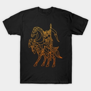 Valkyrie with sleipnir line art T-Shirt